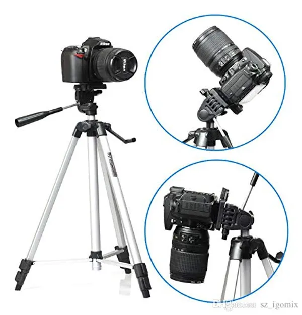 CLGD_330A_Aluminum_Portable_Tripod_Stand_3_Way_Head_for_Digital_Camera_Camcorder_with_Mobile_Holder_Tripod_Kit