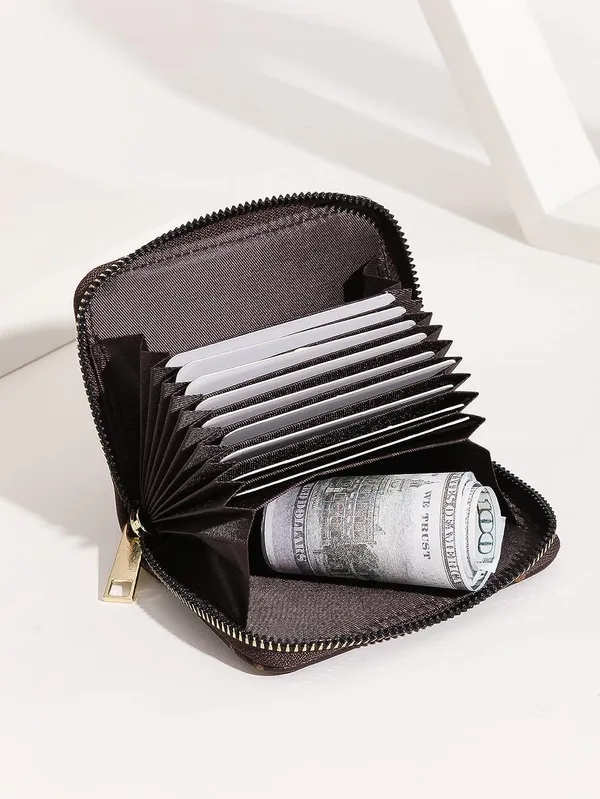 Hub_Credit/Debit_Card_Holder_11_Slot_Pu_Leather_Small_Zipper_Wallet_For_Men_&_Women_(Black)