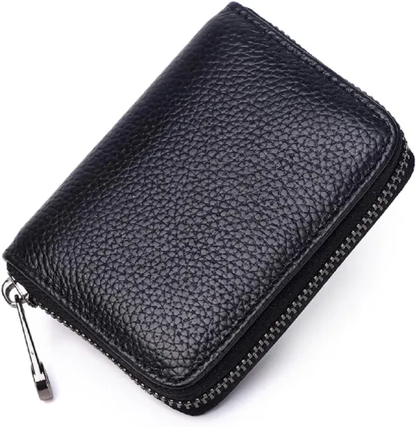 CLGD_Leather_Wallet_with_ID_Pouch_Slots_Credit_Debit_Zipper_Card_Holder_Money_Wallet_Coin_Purse_for_Men_&_Women_(Black)
