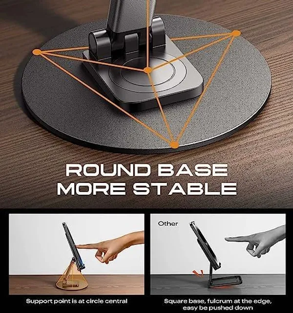 CLGD_Mobile_Stand_Holder_360_Degree_Roation_Aluminium_Alloy_Adjustable_Height_and_Angle_for_All_Mobile_Smart_Phones,_Tablets_&_Desk_Office_Foldable_Desktop_-_Pack_of_-_Black