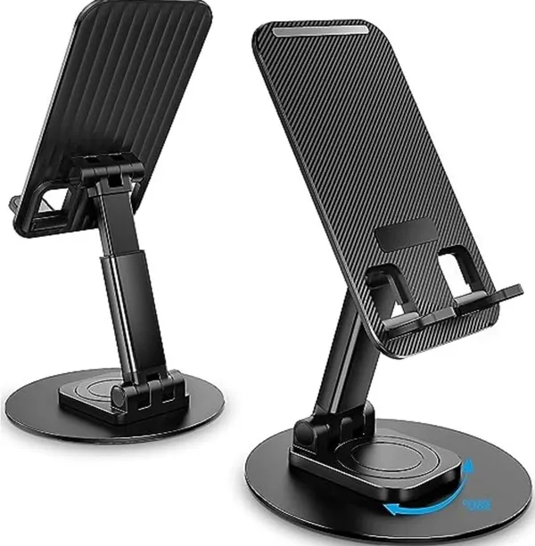 CLGD_Mobile_Stand_Holder_360_Degree_Roation_Aluminium_Alloy_Adjustable_Height_and_Angle_for_All_Mobile_Smart_Phones,_Tablets_&_Desk_Office_Foldable_Desktop_-_Pack_of_-_Black