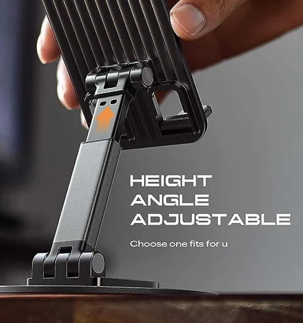 CLGD_Mobile_Stand_Holder_360_Degree_Roation_Aluminium_Alloy_Adjustable_Height_and_Angle_for_All_Mobile_Smart_Phones,_Tablets_&_Desk_Office_Foldable_Desktop_-_Pack_of_-_Black