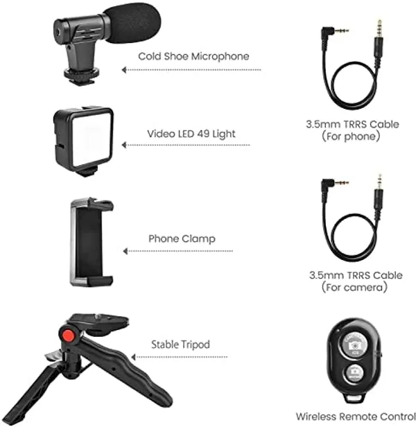 CLGD_Vlogging_Kit_for_Video_Making_with_Bluetooth_Remote,_Mic,_Mini_Tripod_Stand,_LED_Light_&_Phone_Holder_Clip