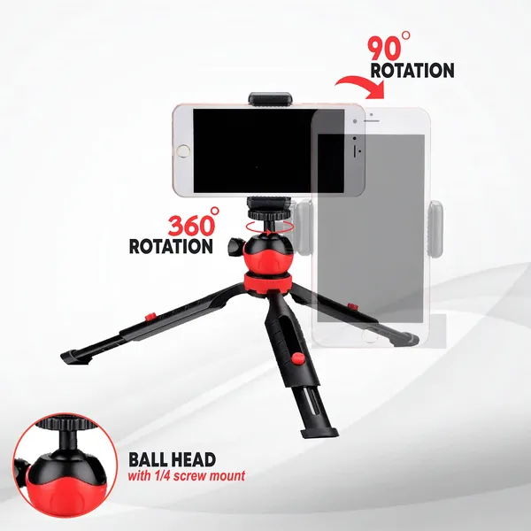 18_Cm_Portable_&_Flexible_Mini_Tripod_With_Mobile_Holder_&_360_Degree_Ball_Head