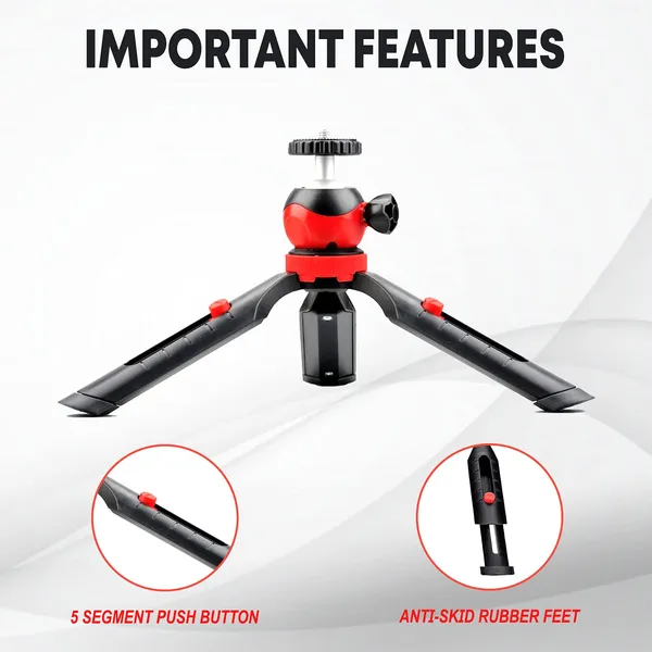 18_Cm_Portable_&_Flexible_Mini_Tripod_With_Mobile_Holder_&_360_Degree_Ball_Head