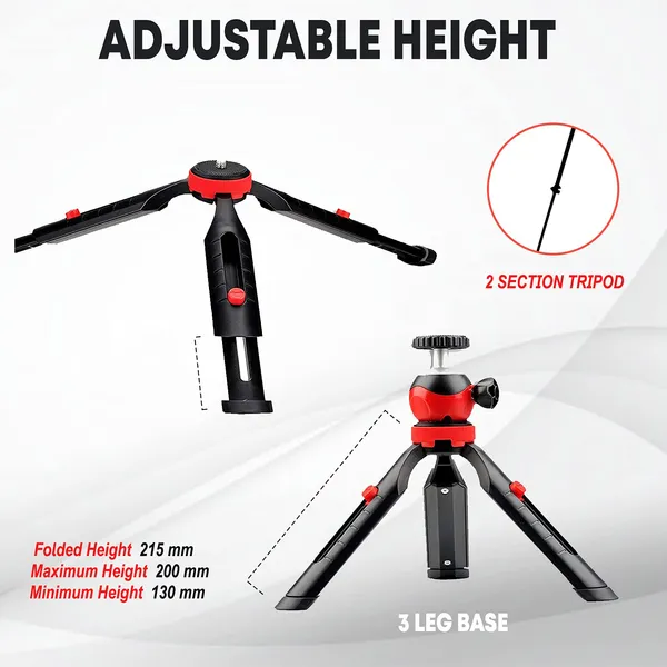 18_Cm_Portable_&_Flexible_Mini_Tripod_With_Mobile_Holder_&_360_Degree_Ball_Head