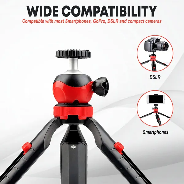 18_Cm_Portable_&_Flexible_Mini_Tripod_With_Mobile_Holder_&_360_Degree_Ball_Head