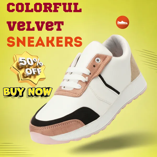 Peach_women_synthetic_&_velvet_fusion_flatform_sneakers