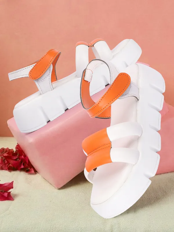 White_women_valcro_strap_colorblocked_platfrom_sandals