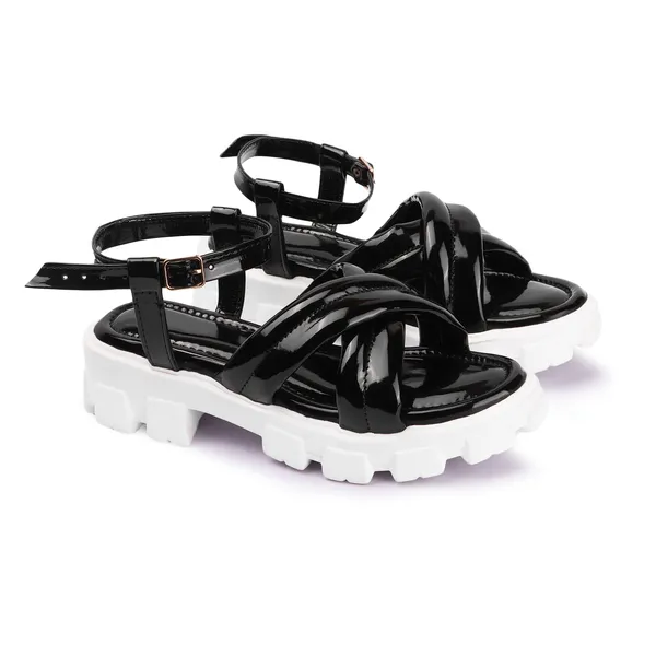 Black_Women_cross_strap_ankle_loop_platform_sandals