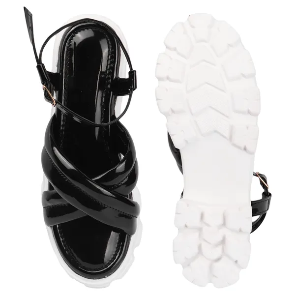 Black_Women_cross_strap_ankle_loop_platform_sandals