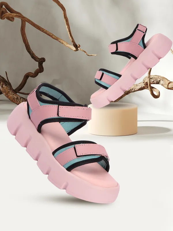 Pink_women_valcro_strap_printed_platfrom_sandals