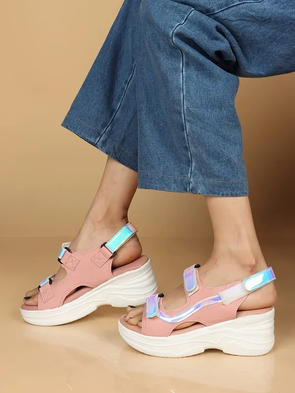 Peach_women_Iridescent_Metallic_Wedges_Sandals