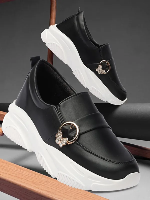 Black_women_synthetic_leather_loafer_moccasins