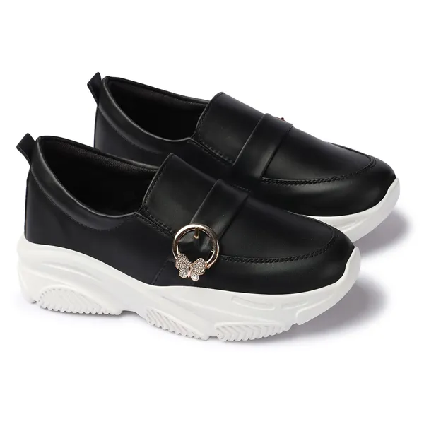Black_women_synthetic_leather_loafer_moccasins
