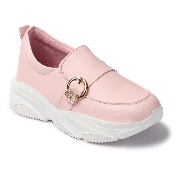 Pink_women_synthetic_leather_loafer_moccasins
