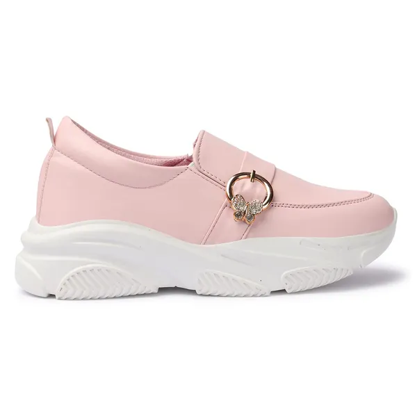 Pink_women_synthetic_leather_loafer_moccasins