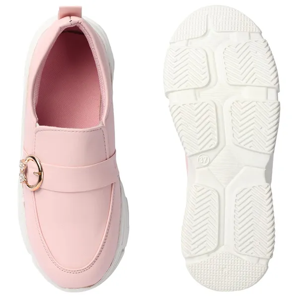 Pink_women_synthetic_leather_loafer_moccasins