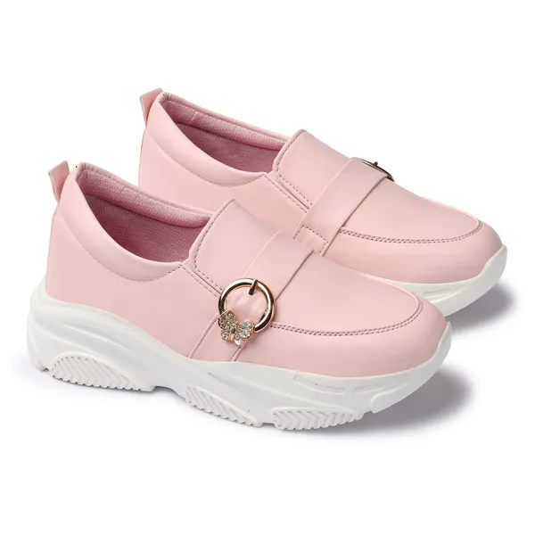 Pink_women_synthetic_leather_loafer_moccasins