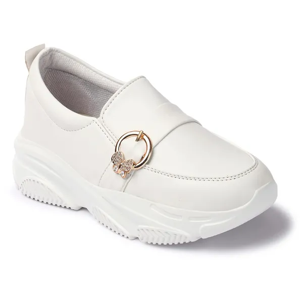 White_women_synthetic_leather_loafer_moccasins