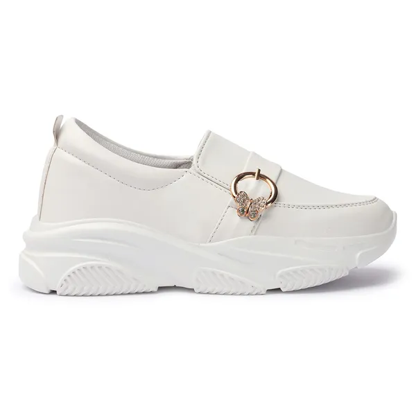 White_women_synthetic_leather_loafer_moccasins