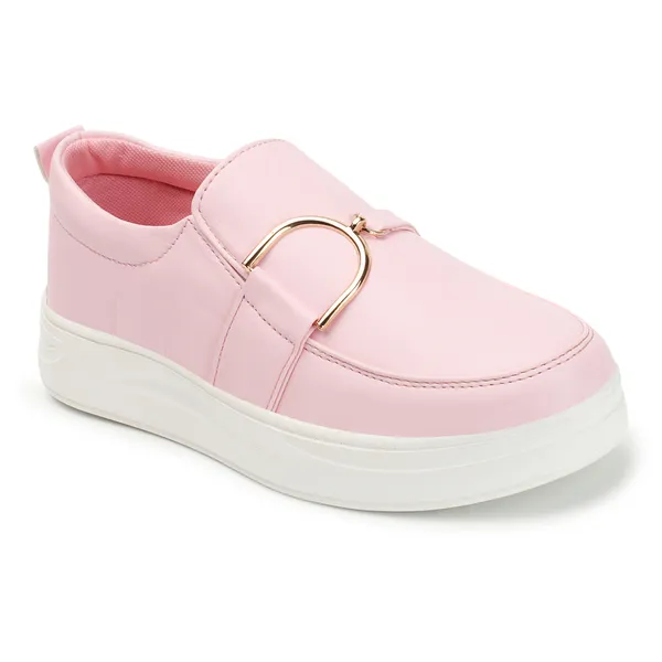 Pink_women_synthetic_leather_loafer_moccasins