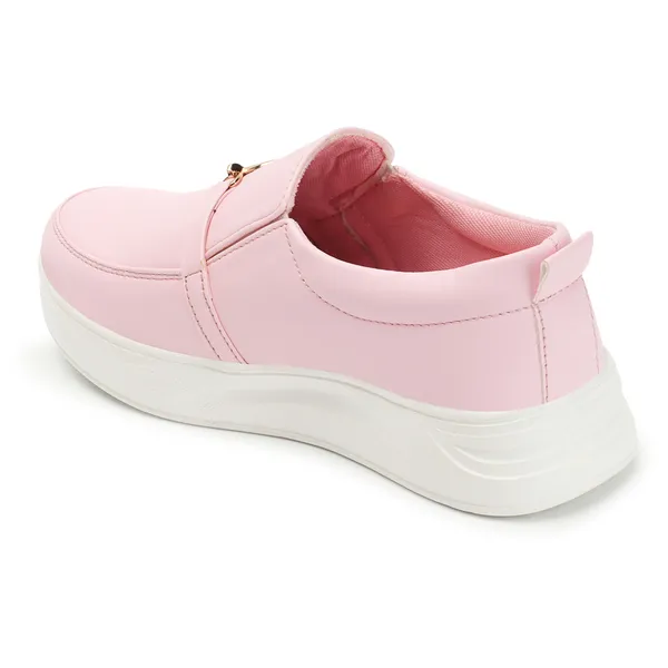 Pink_women_synthetic_leather_loafer_moccasins