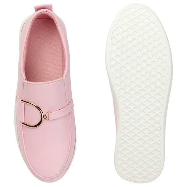 Pink_women_synthetic_leather_loafer_moccasins