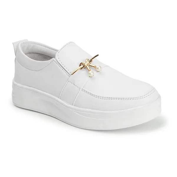 White_women_synthetic_leather_embellished_loafer_moccasins