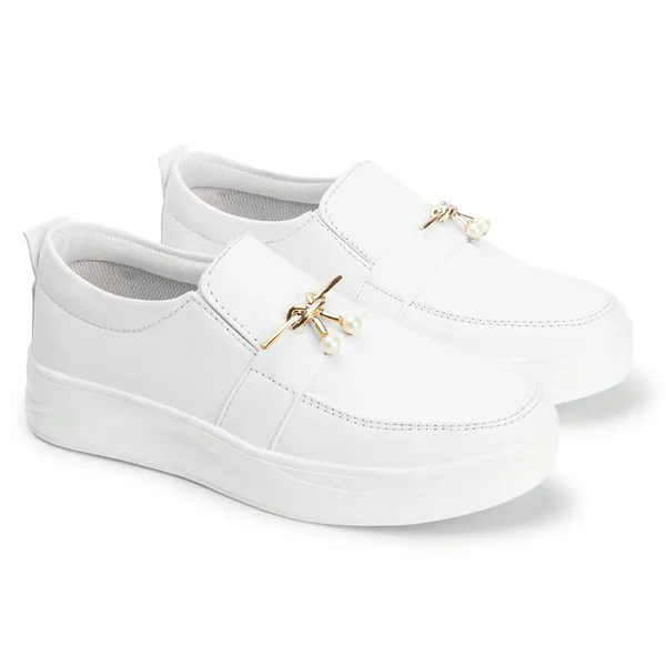 White_women_synthetic_leather_embellished_loafer_moccasins