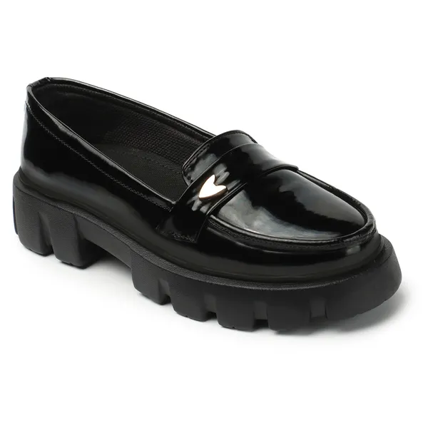 Black_women_synthetic_patent_leather_Chunky_loafer_moccasins