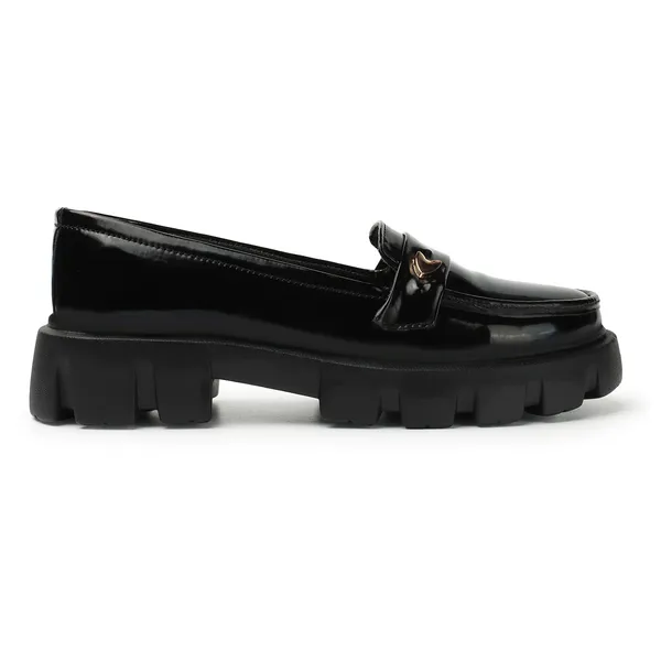 Black_women_synthetic_patent_leather_Chunky_loafer_moccasins