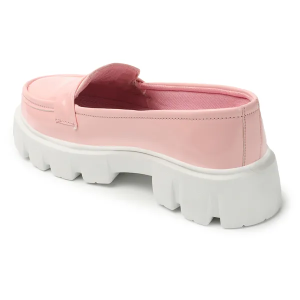 Pink_women_synthetic_patent_leather_Chunky_loafer_moccasins
