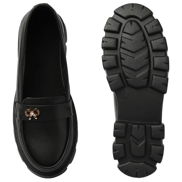 Black_women_synthetic_leather_Chunky_loafer_moccasins