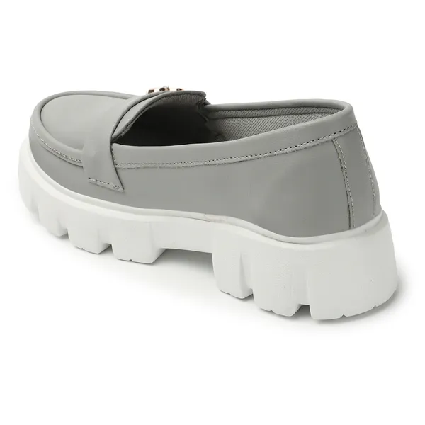 Grey_women_synthetic_leather_Chunky_loafer_moccasins
