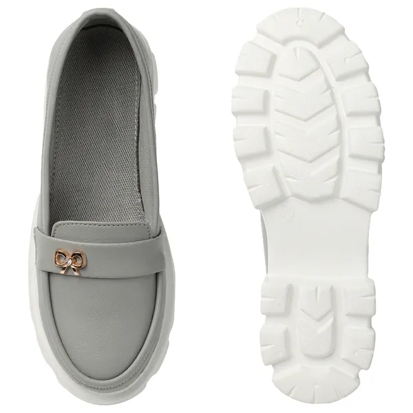 Grey_women_synthetic_leather_Chunky_loafer_moccasins