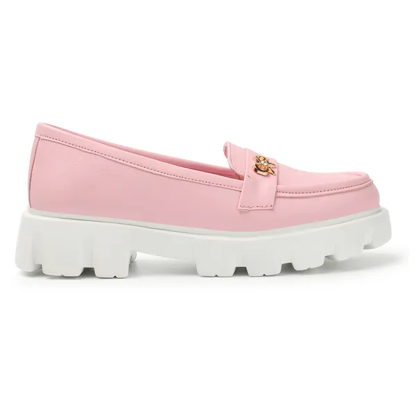 Pink_women_synthetic_leather_Chunky_loafer_moccasins