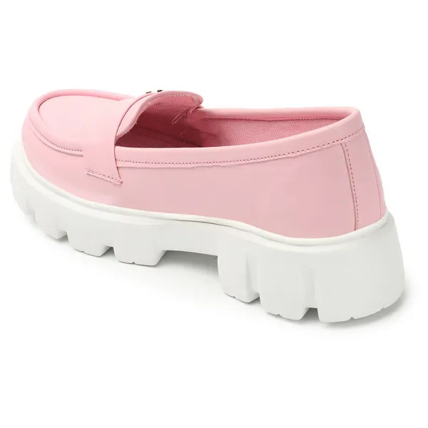 Pink_women_synthetic_leather_Chunky_loafer_moccasins