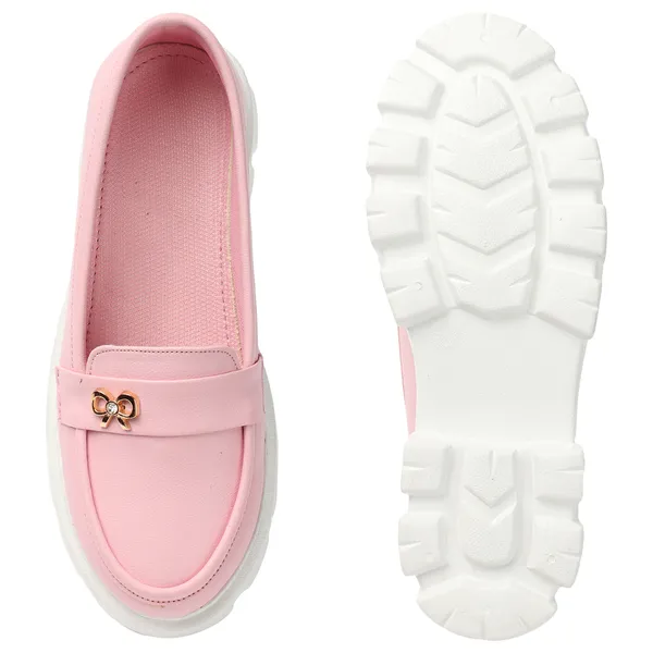 Pink_women_synthetic_leather_Chunky_loafer_moccasins