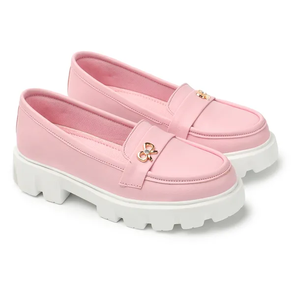Pink_women_synthetic_leather_Chunky_loafer_moccasins