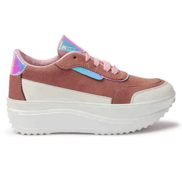 Peach_women_synthetic_&_velvet_fusion_flatform_sneakers