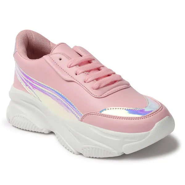 Pink_women_synthetic_&_iridescent_metallic_sneakers