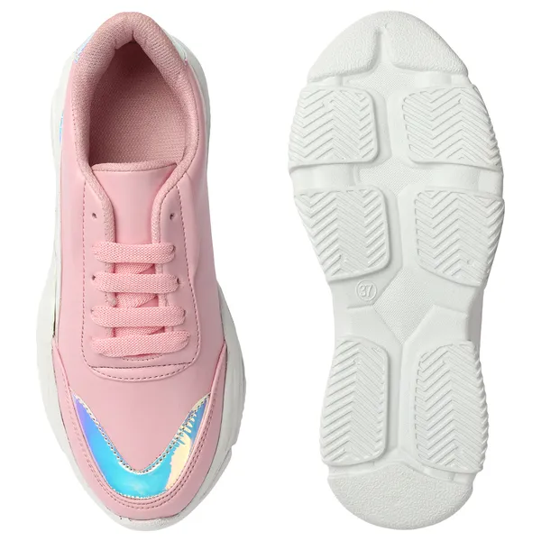 Pink_women_synthetic_&_iridescent_metallic_sneakers