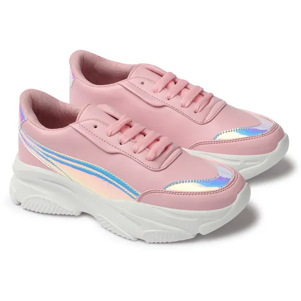 Pink_women_synthetic_&_iridescent_metallic_sneakers