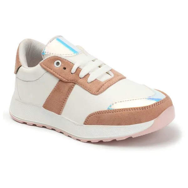 Peach_women_synthetic_&_velvet_fusion_flatform_sneakers