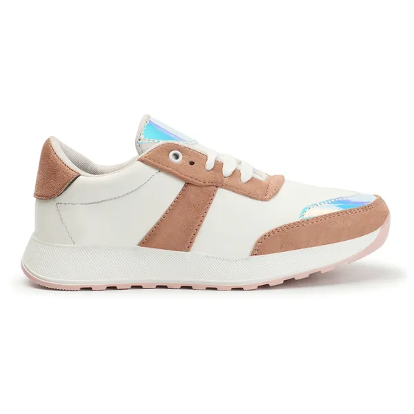 Peach_women_synthetic_&_velvet_fusion_flatform_sneakers