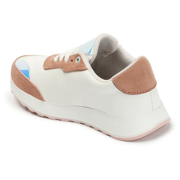 Peach_women_synthetic_&_velvet_fusion_flatform_sneakers