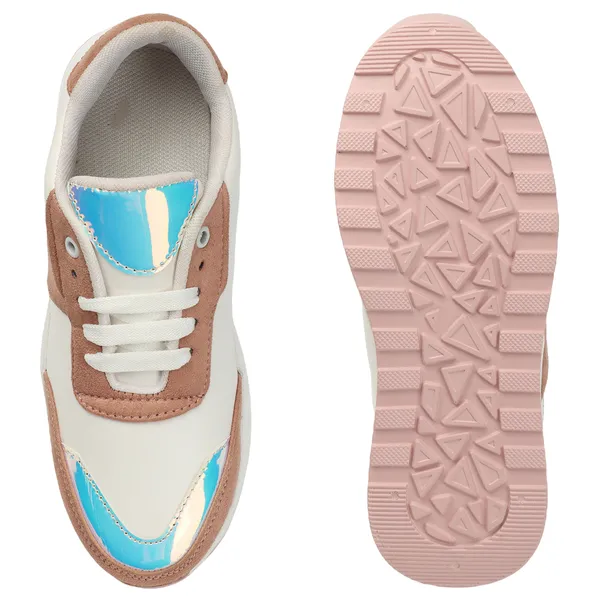 Peach_women_synthetic_&_velvet_fusion_flatform_sneakers