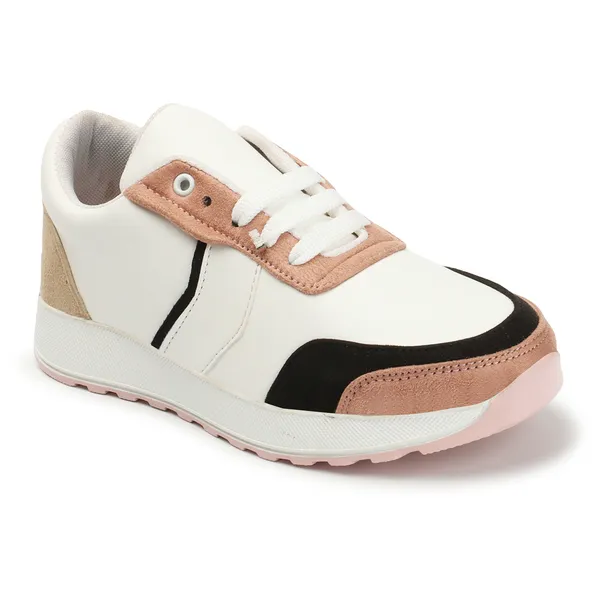 Peach_women_synthetic_&_velvet_fusion_flatform_sneakers