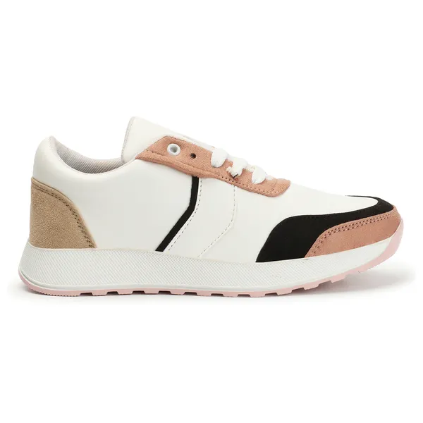 Peach_women_synthetic_&_velvet_fusion_flatform_sneakers